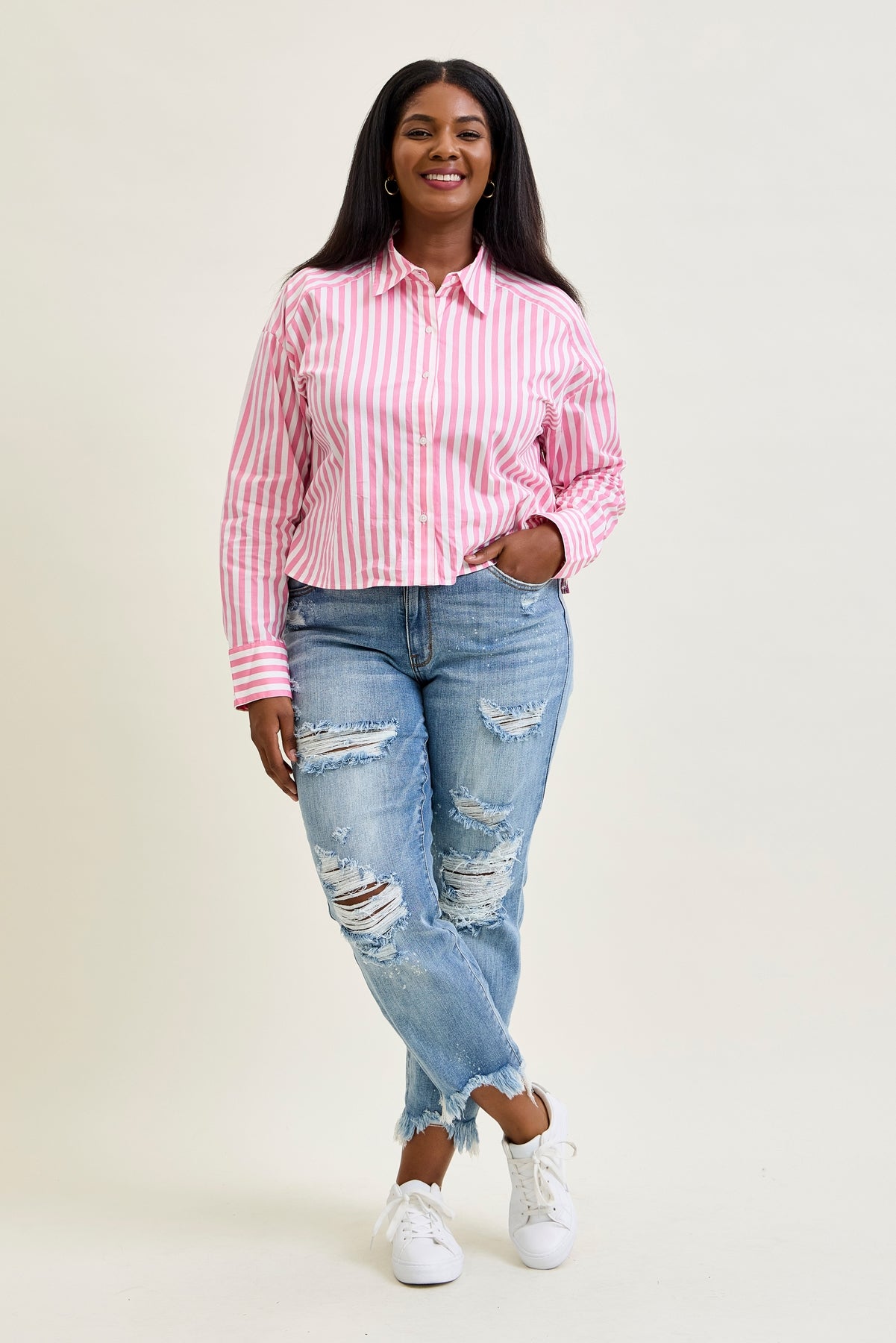 Alexis Light Bleach Splash Boyfriend Jeans