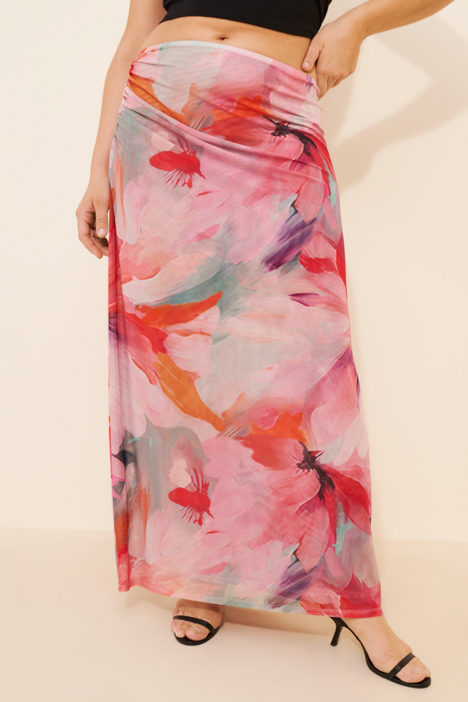 Floral Sheer Sequin Maxi Skirt