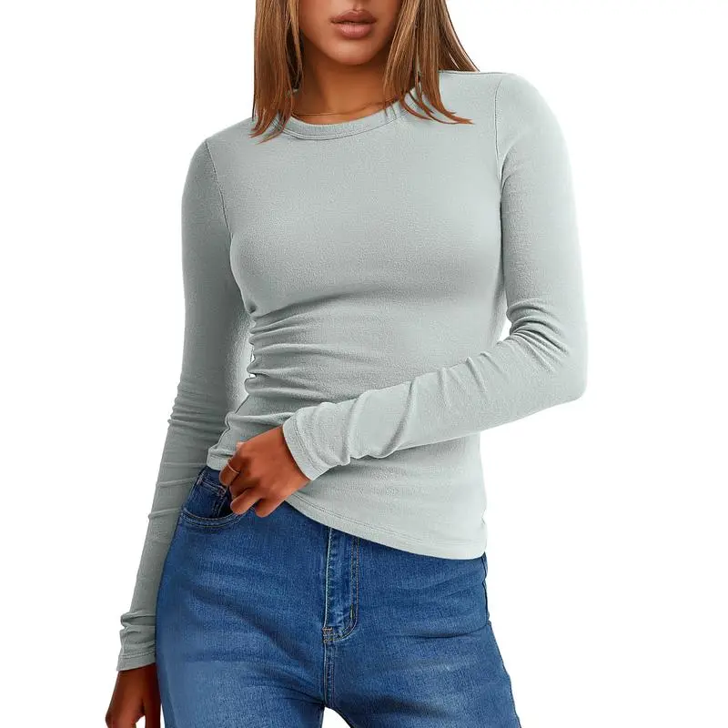 Women’s Slim Fit Thermal Long Sleeve Tee – Fall/Winter Warm Basic Top
