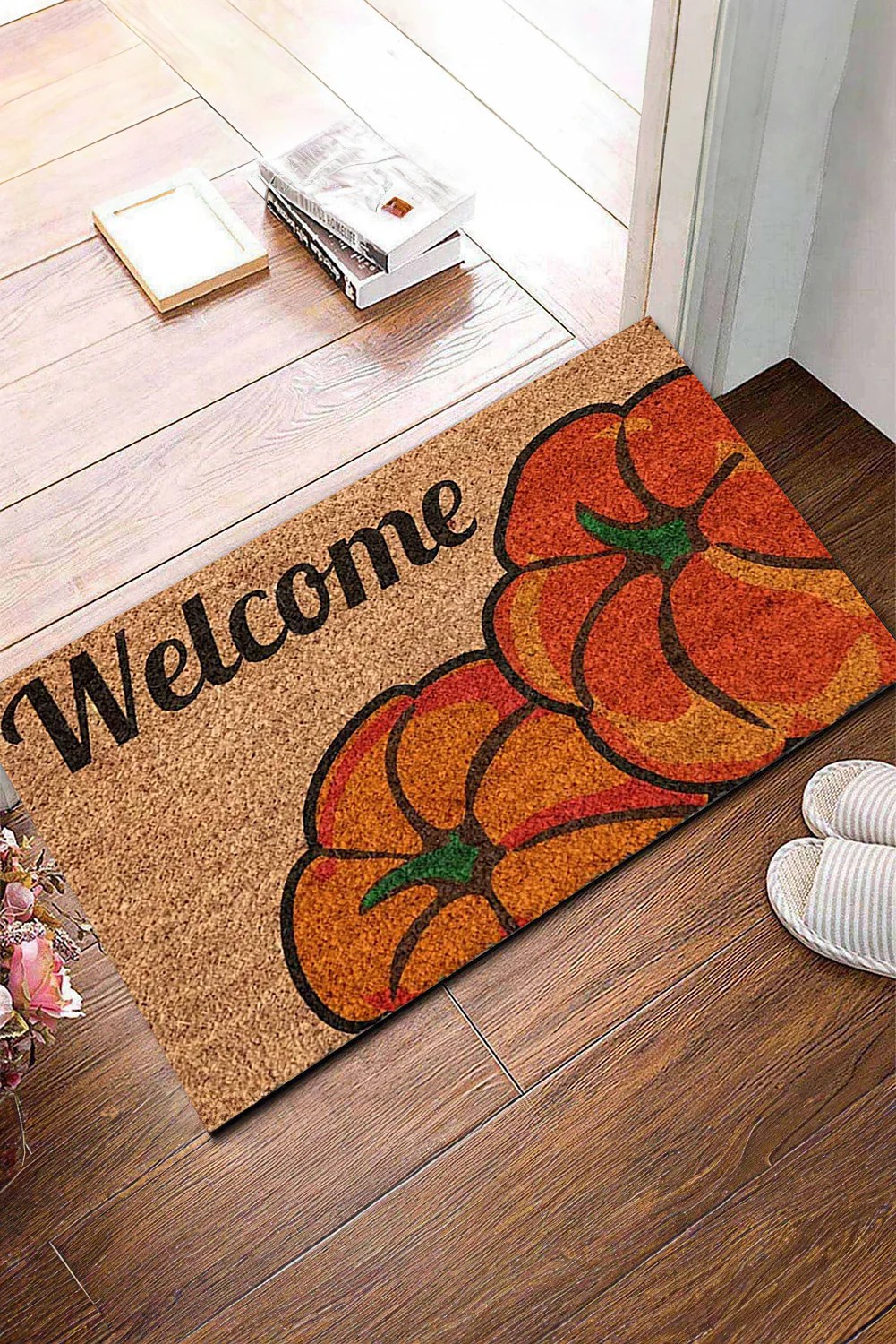 Orange Welcome Thanksgiving Pumpkin Graphic Ground Mat