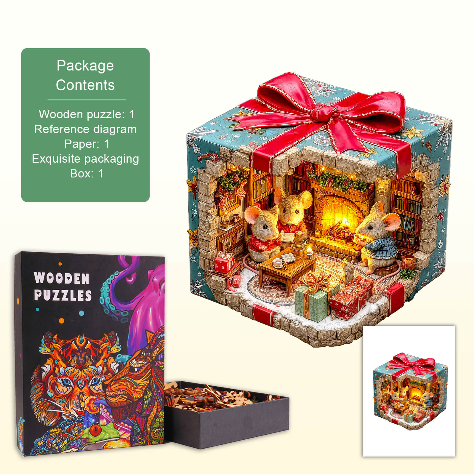 Mouse's Gift House Wooden Jigsaw Puzzle