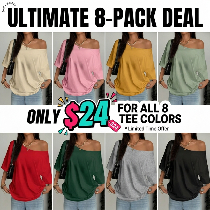 Women's Asymmetrical Shoulder Top, Trendy Fashion Short Sleeve Blouse