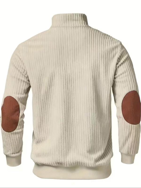 Men's Stand Collar Pullover Sweater, Autumn Winter Warm Half Zip Cow Head Print