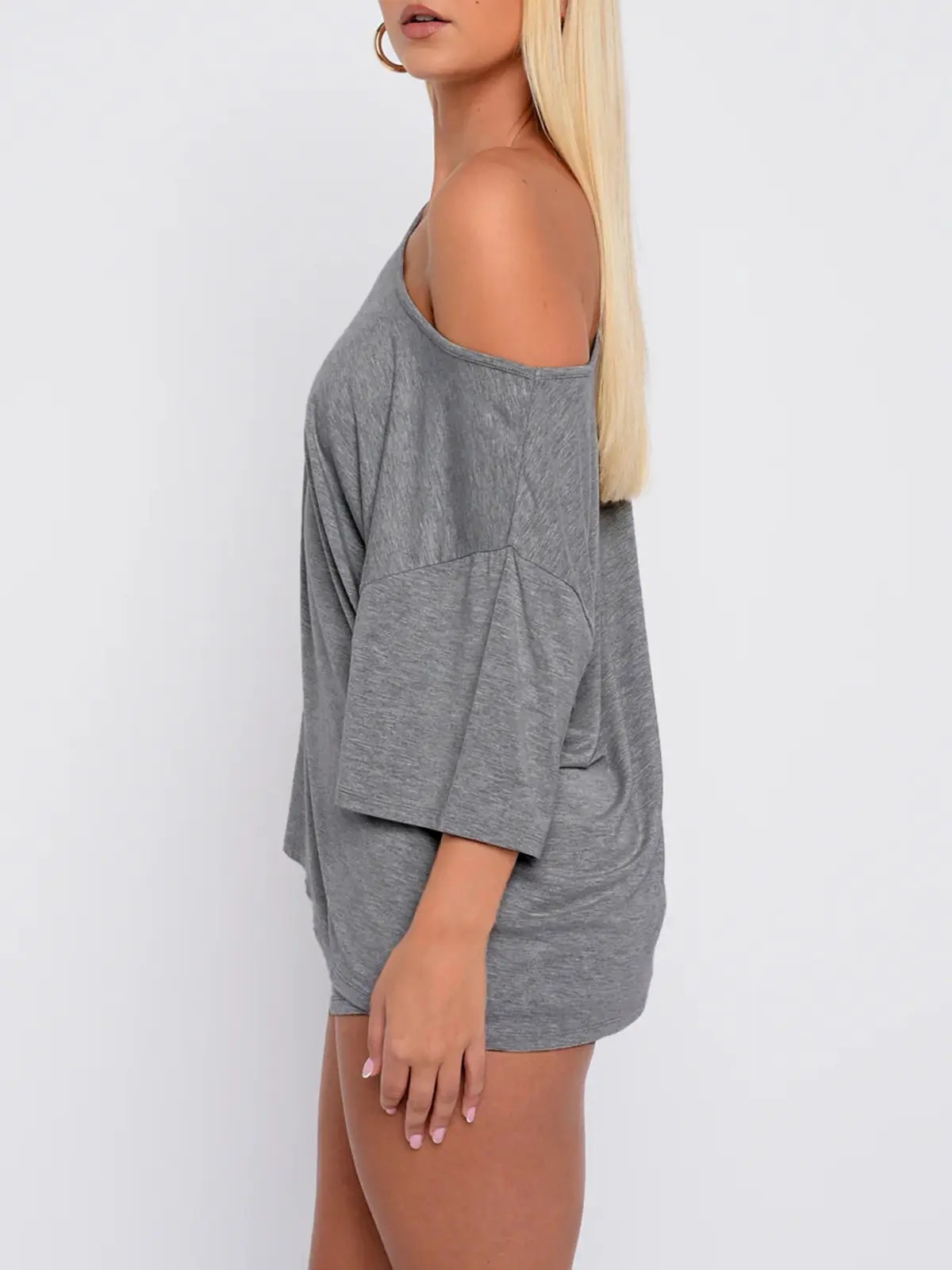 Women’s Casual Two Piece Lounge Set Off Shoulder Top & Fitted Shorts Springtok