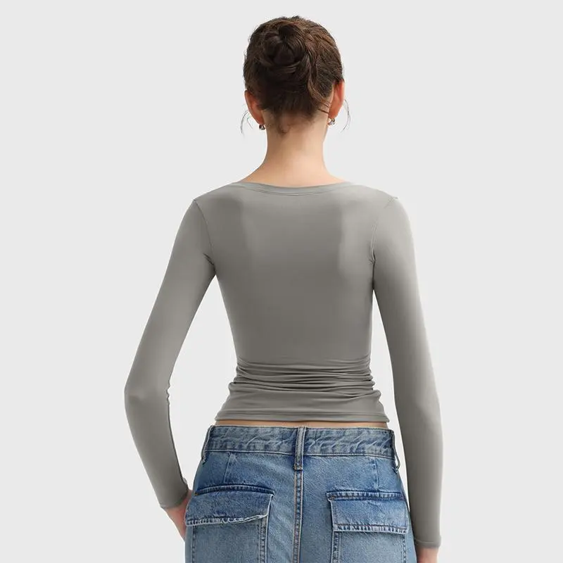 Womens Scoop Neck Long Sleeve Top - Smoke Cloud Collection