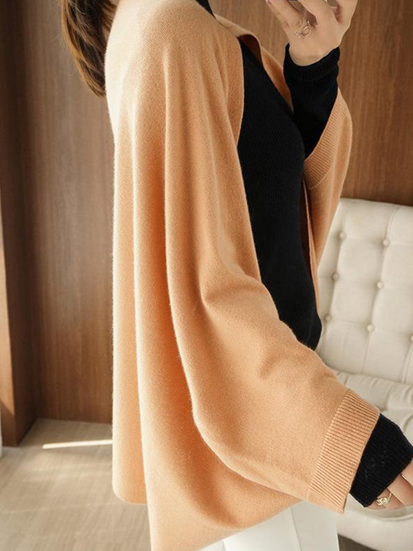 Casual Loose Solid Color Shawl&Cloak