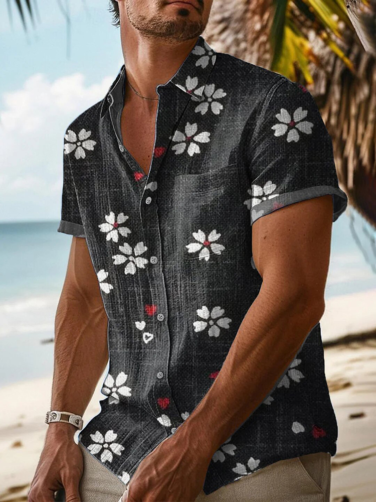 Men's Japanese Floral Art Casual Button-down Shirt