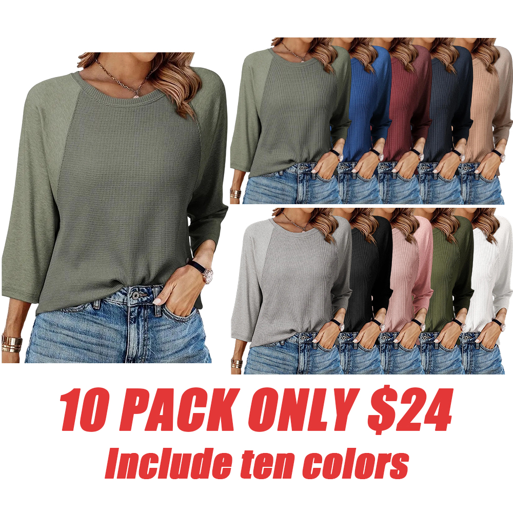 Womens Tops Spring Summer 3/4 Length Sleeve Fashion T Shirts