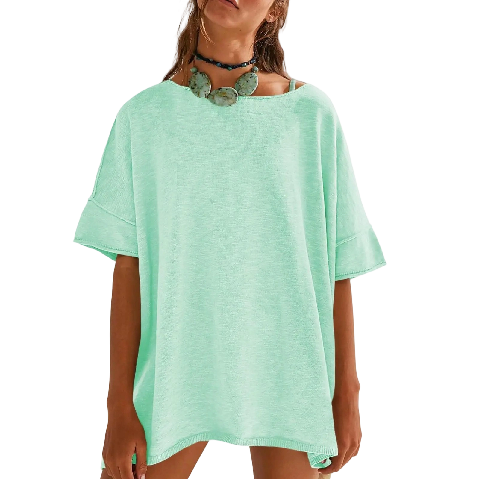 Casual Short Sleeve Blouse with Side Slits