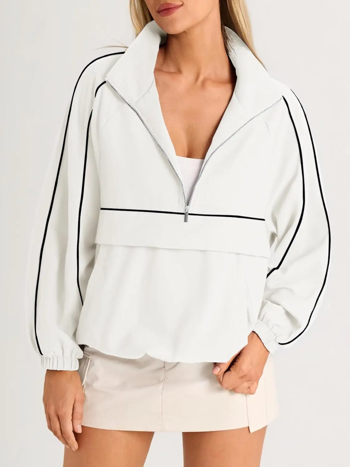 Quarter Zip Pullover Women Moisture-Wicking Oversized Sweatshirt Lightweight Workout Athletic Pullover Jacket