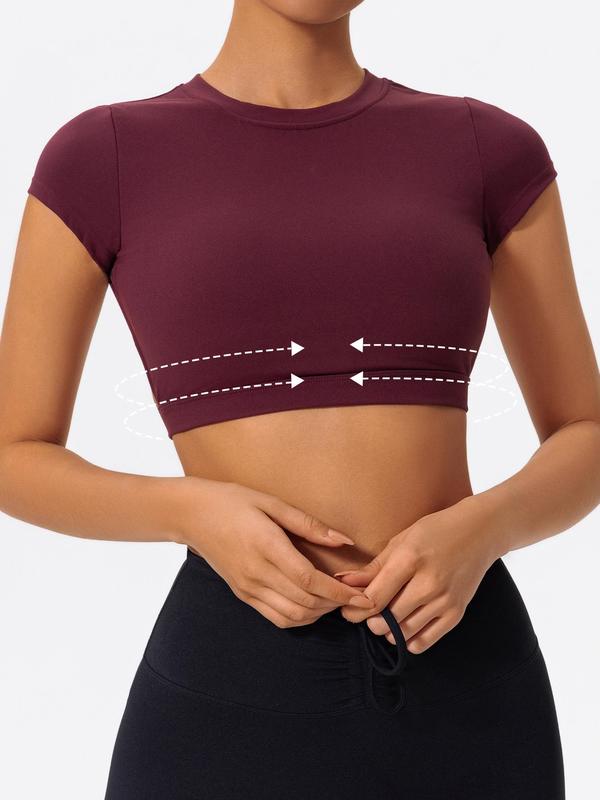 Women’s Backless Crop Gym Top — Short Sleeve Active Tee