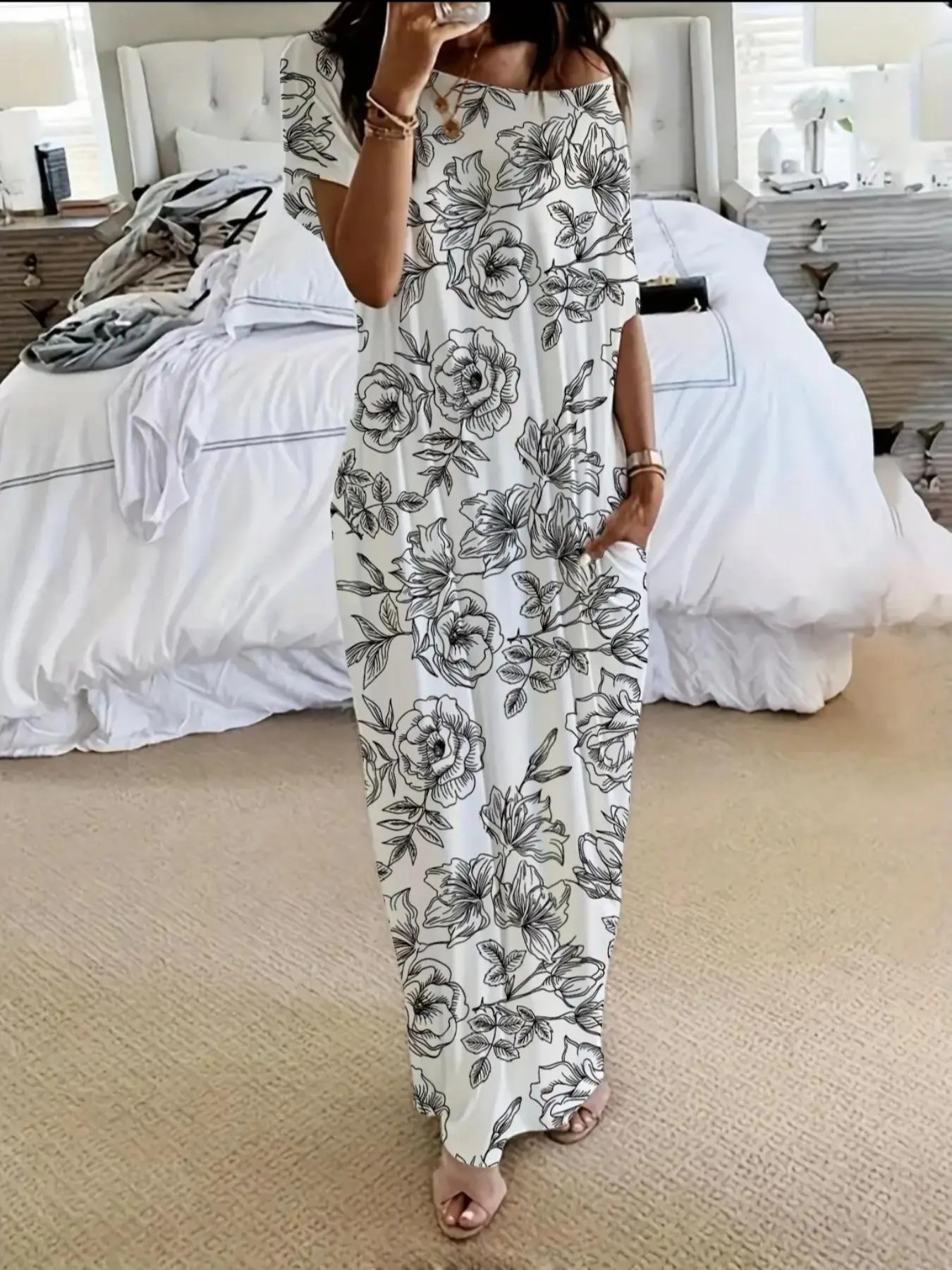 Women's Batwing Sleeve Lounge Dress