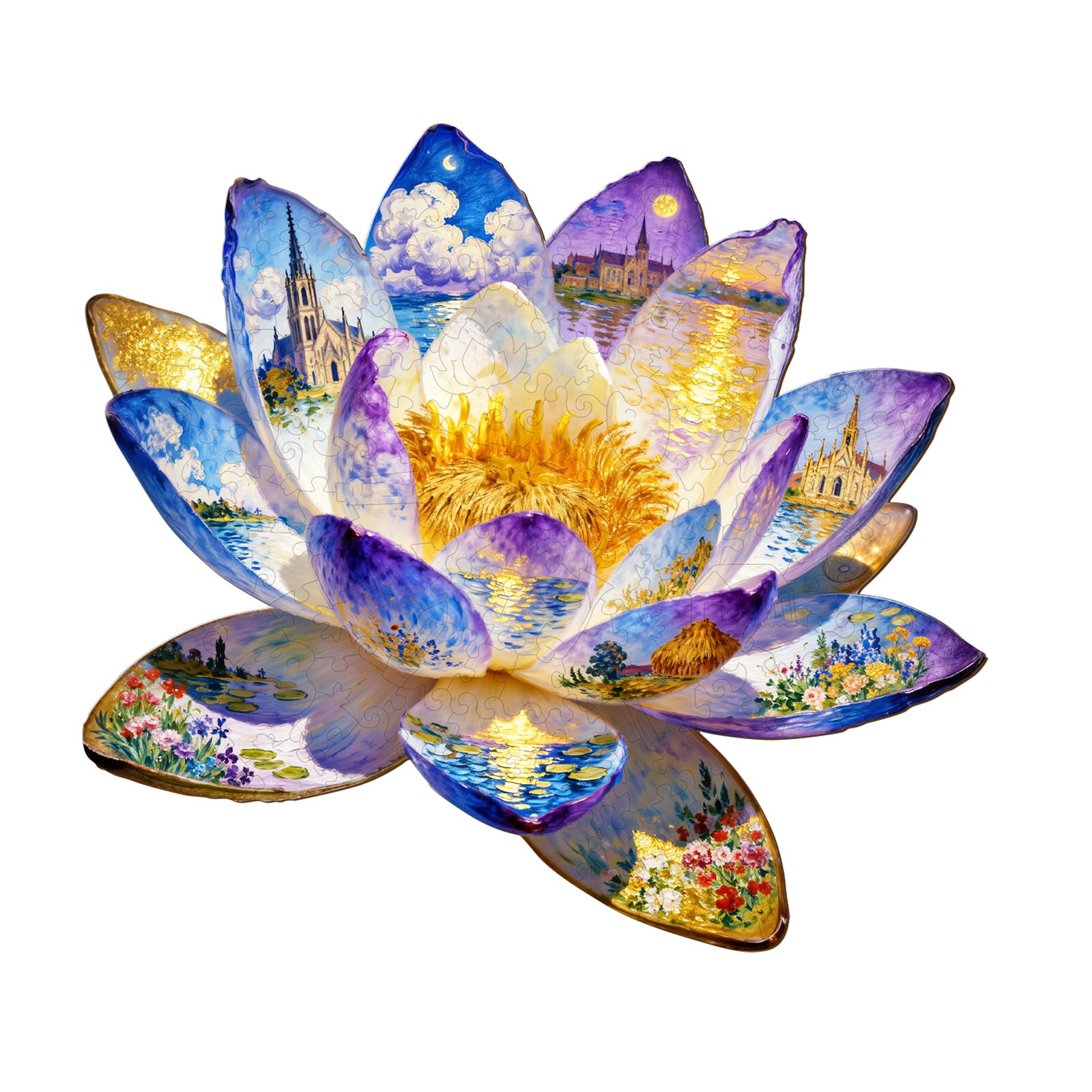 Oil On Lotus Wooden Jigsaw Puzzle