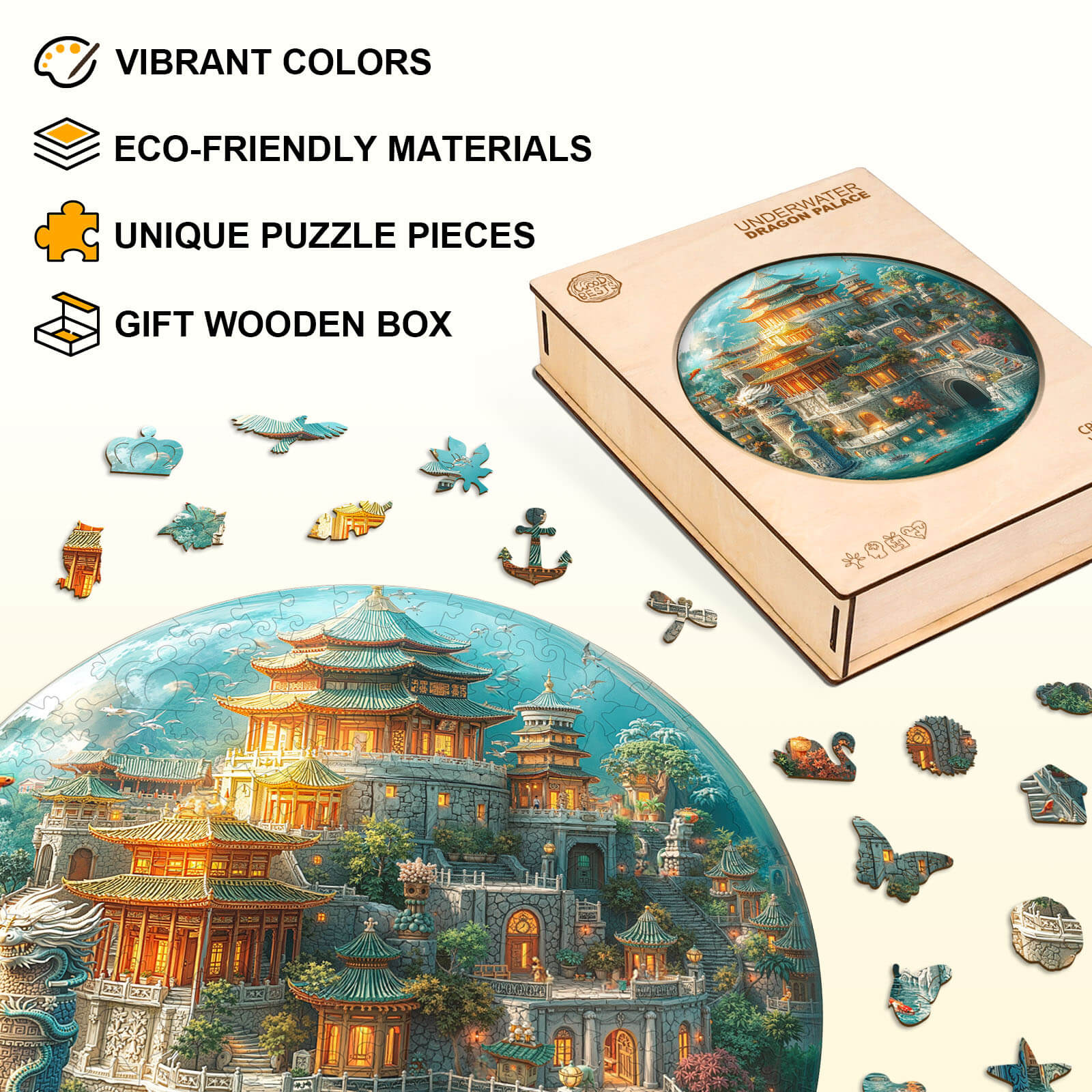 Underwater Dragon Palace Wooden Jigsaw Puzzle