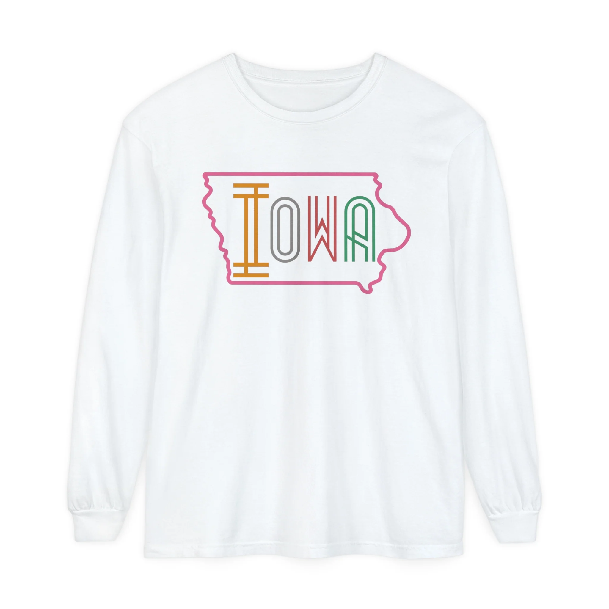 Iowa Pink Unisex Garment-dyed Long Sleeve T-Shirt