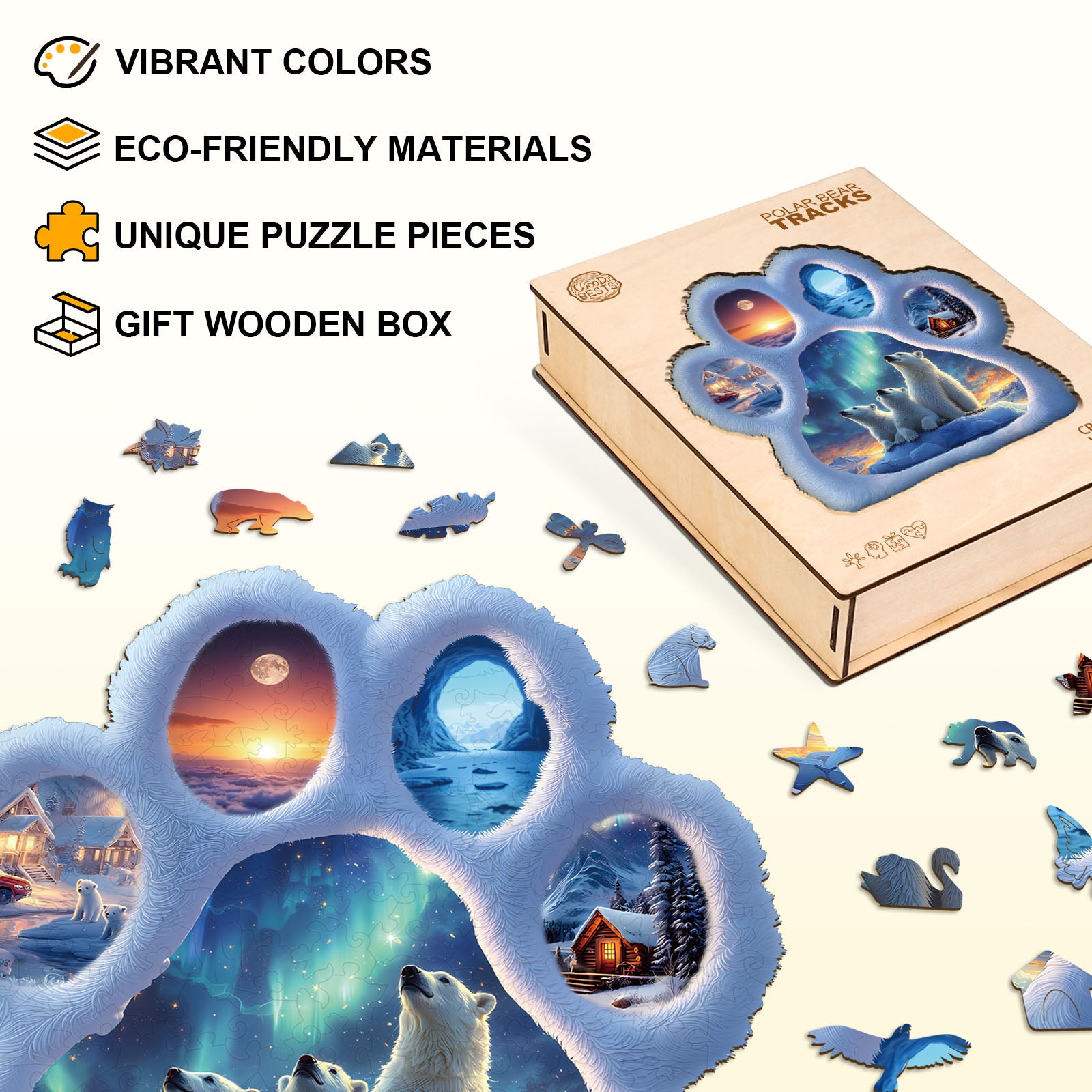Polar bear tracks  Wooden Jigsaw Puzzle