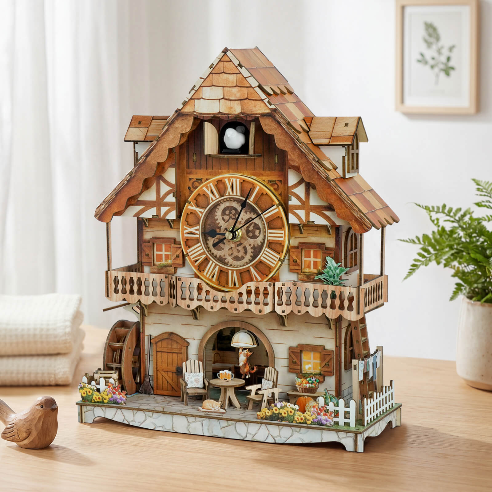 Cuckoo Calling German Cottage – DIY Wood Clock, 3D Puzzle Kit