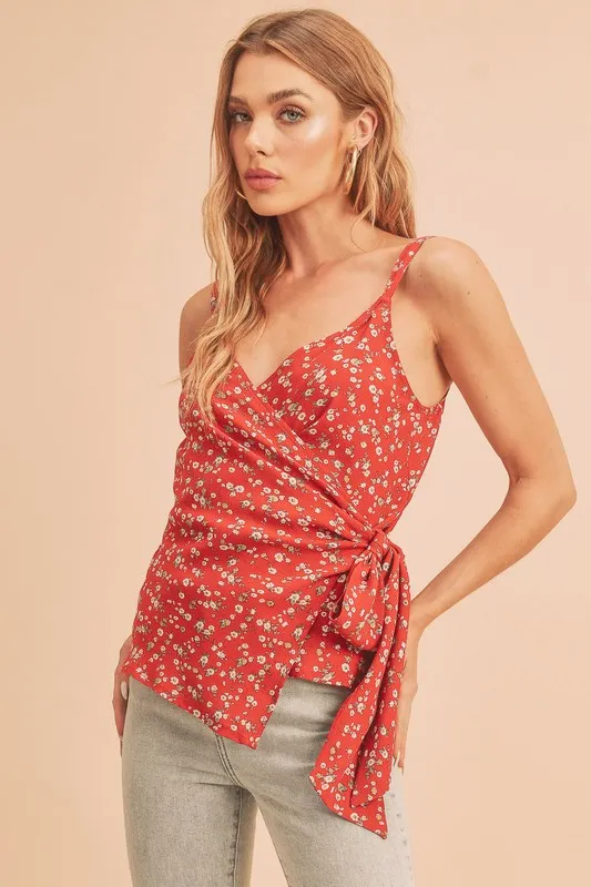 Ditsy Floral Surplice Adjustable Straps Cami