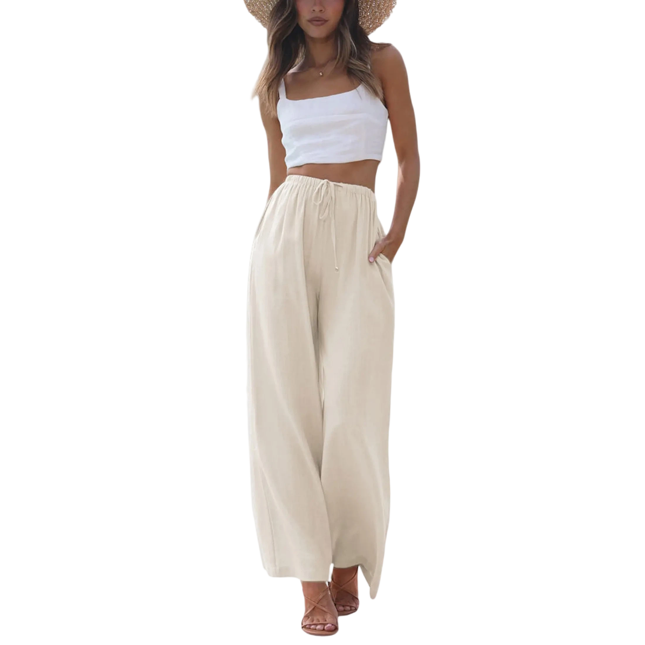 Women's 2026 Viral Palazzo Pants - Lightweight Wide Leg Trousers with Pockets
