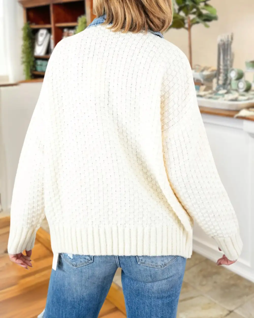 Denim+Knit Shacket Cardigan