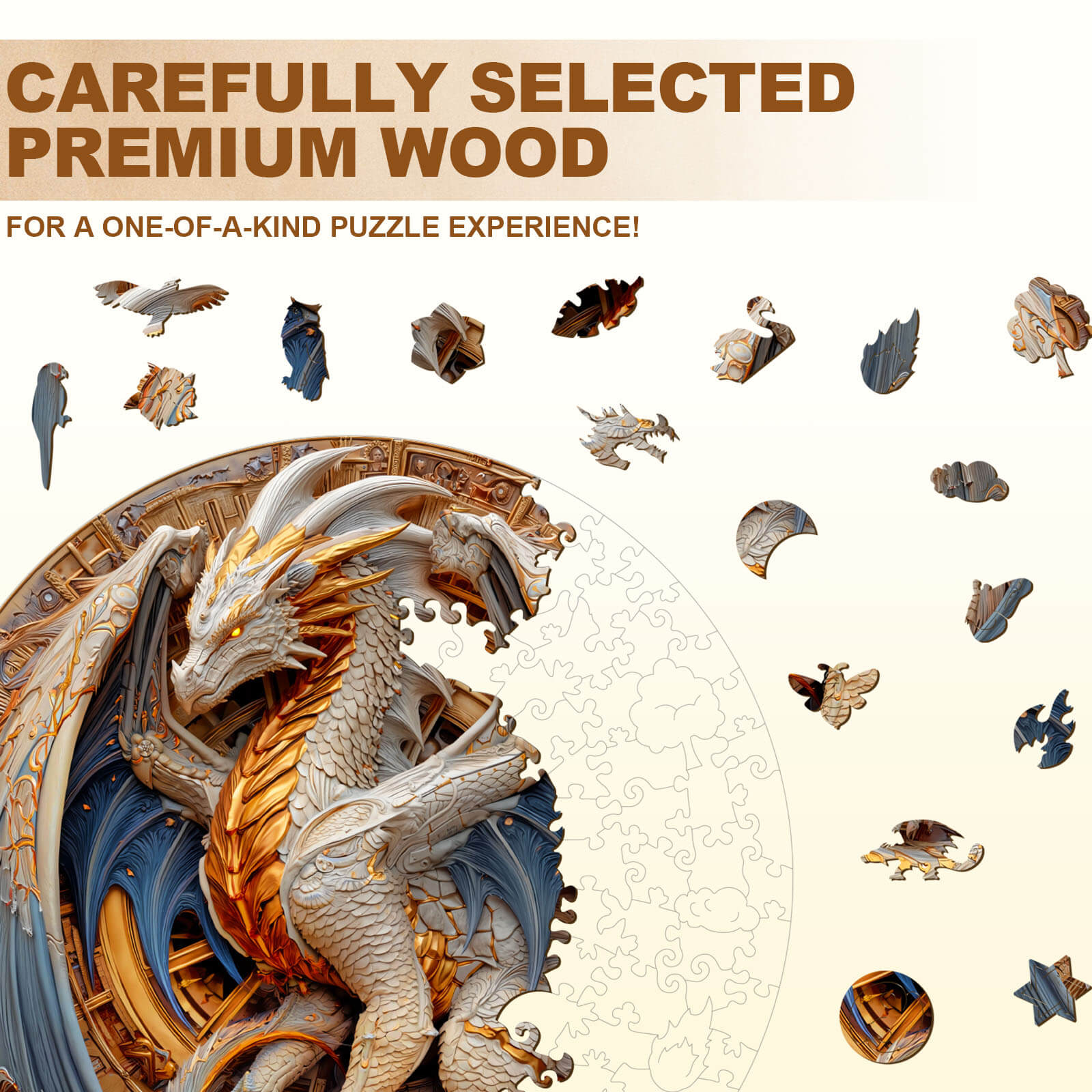 Elements Metal Dragon Wooden Jigsaw Puzzle