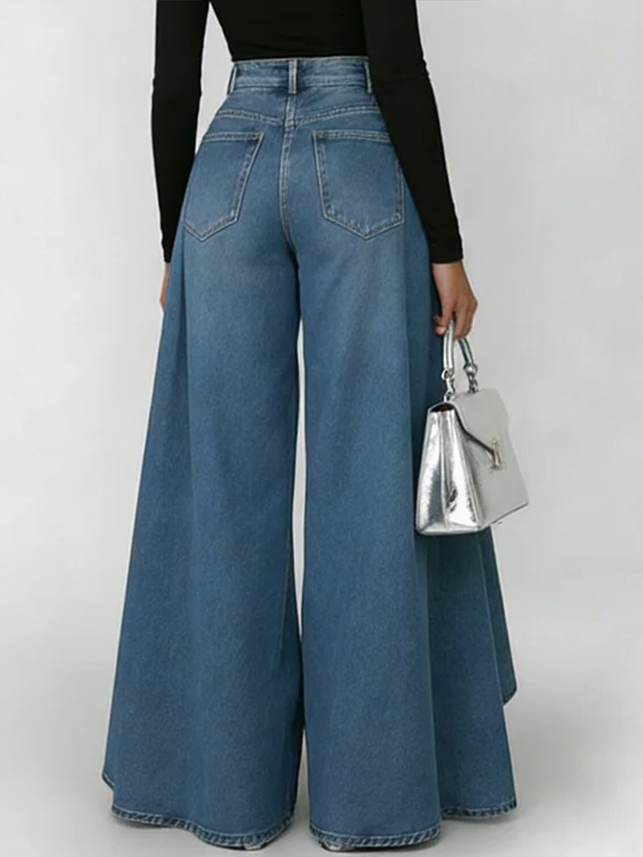 Women's High-waisted Casual Loose-fitting Wide-leg Jeans