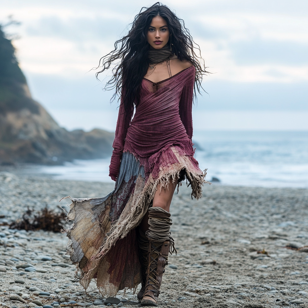 Women's Contrast Color Top & Skirt 984a