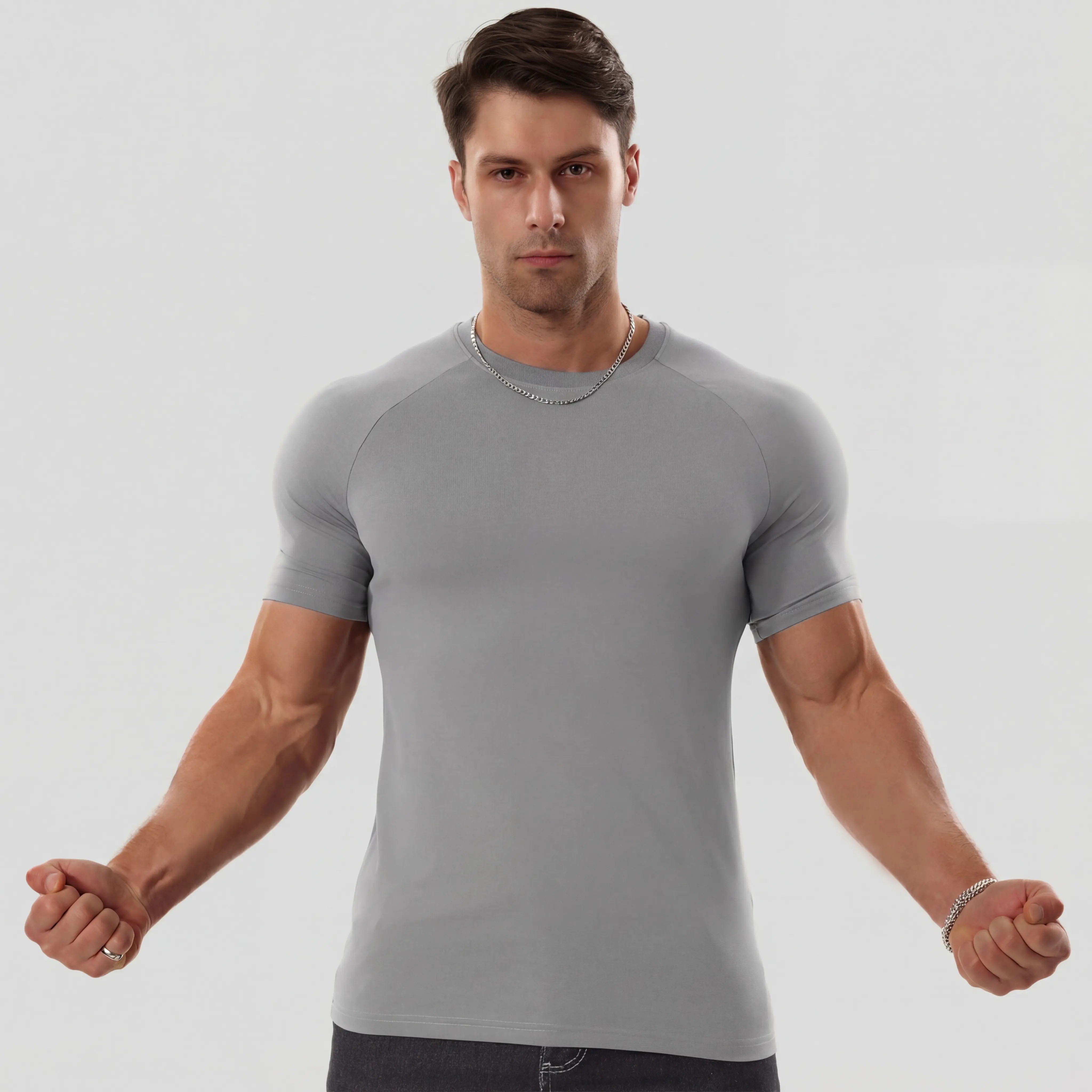 Men's Raglan Sleeve Tee, Athletic Tapered Fit, Arm-Enhancing Sleeves, Wrinkle-Resistant Stretch Fabric Gym Workout Shirt Fitness Running Tops