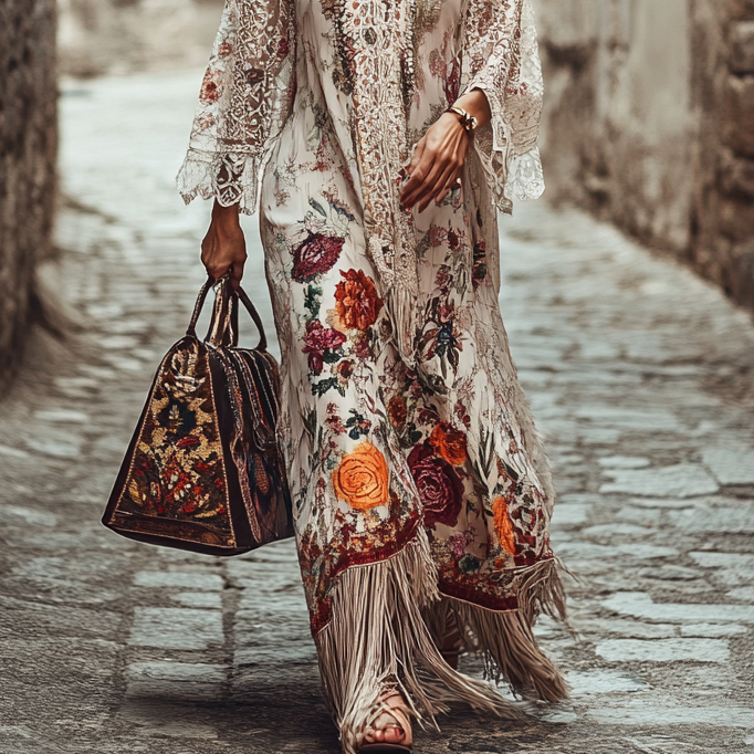 Vintage Loose Linen Patchwork Dress 9369