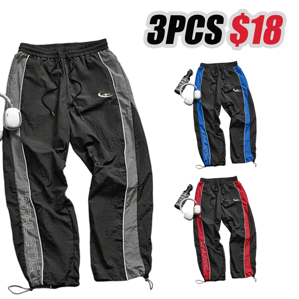 Men's Casual Sporty Long Pants, Loose Fit Elastic Cuff, Fashionable Print, Lightweight Fabric, Perfect for Daily Wear