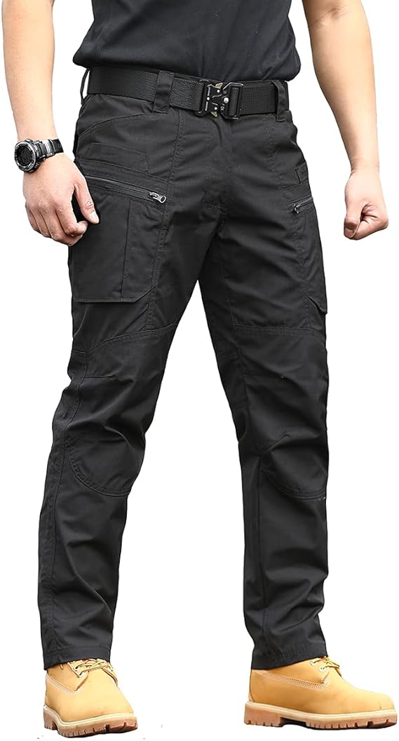 Men's Multi-Functional Tactical Work Pants, Casual Fitted Trousers, Durable Non-Stretch Fabric, Hiking & Outdoor Wear, Zipper Pocket Design, Casual Style