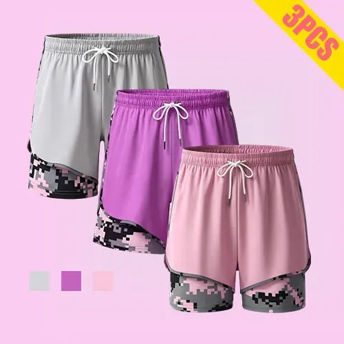 Women’s 8-Pack Anti-Exposure Layered Look Yoga Shorts — Quick-Dry Athletic/Casual Basic Workout Shorts for Running, Fitness, and Tennis