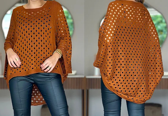 Casual Hollow Knit Sun Protection Top for Women - Versatile Vacation Pullover