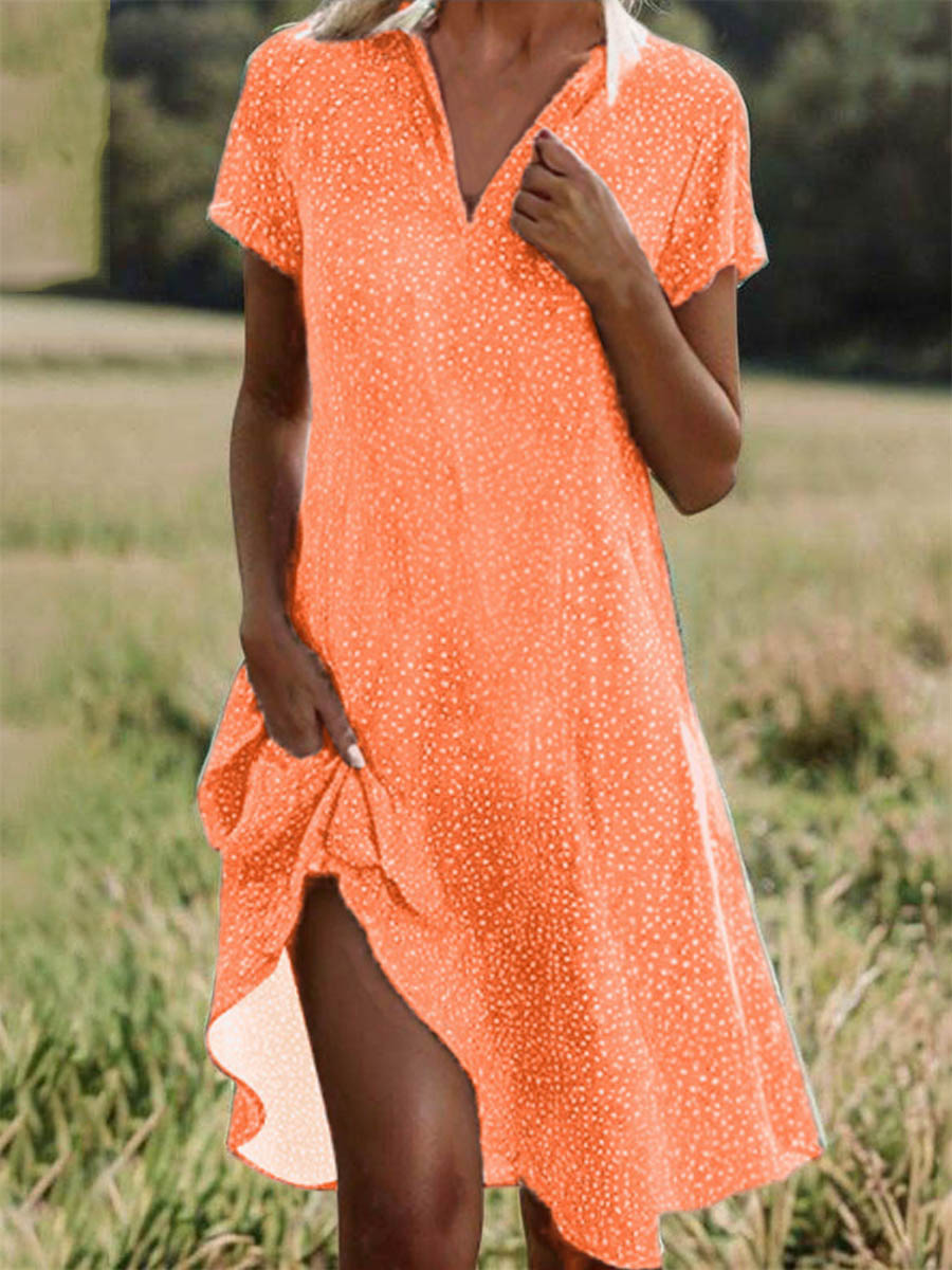 Women's Polka-dot Art Print Casual Loose Elegant V-neck Dress