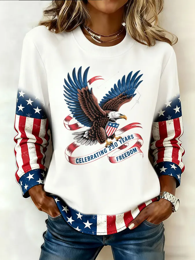 Ladies' Leisure 250th Anniversary National Day Celebration Round Neck Hoodie