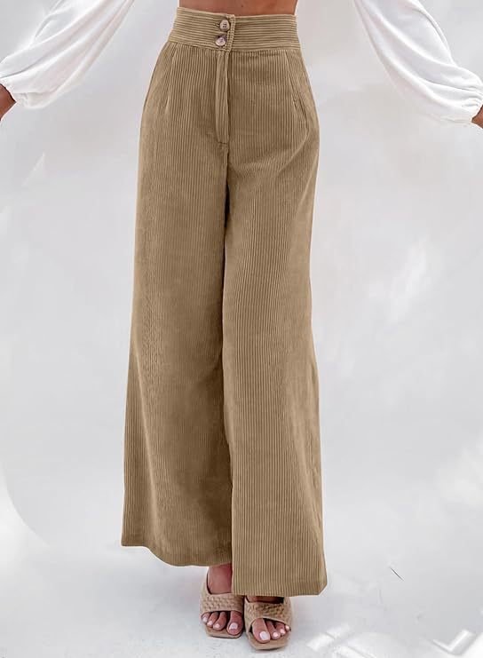 Women's Elastic Waist H-Line Wide Leg Pants Daily Going Out Pants Apricot Casual Split Joint Plain Spring/Fall Pants
