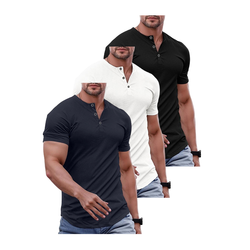 Men’s Slim Fit Longline Henley Performance Top