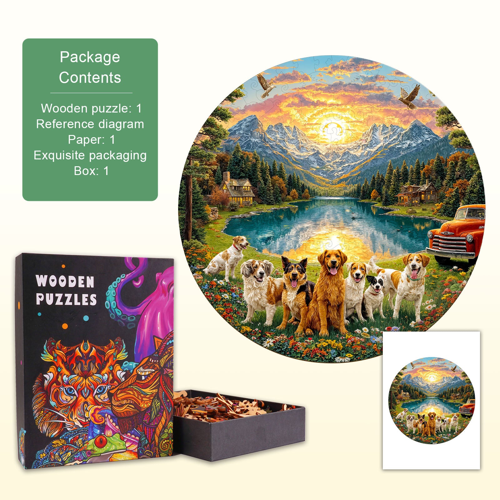 Puppy Scenic World Wooden Jigsaw Puzzle