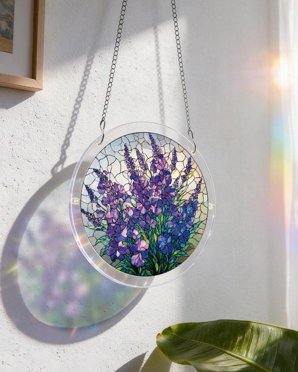 Acrylic Jigsaw Puzzle Suncatcher - Violet Garden Grace
