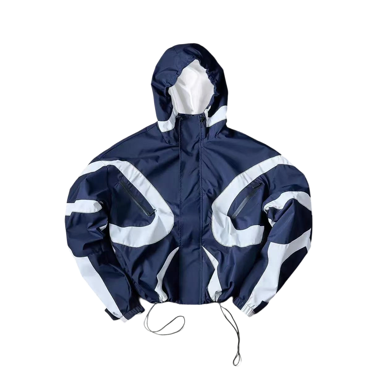 💨Futuristic Techwear Jacket | Grey & White Aesthetic Windbreaker SpringStatements