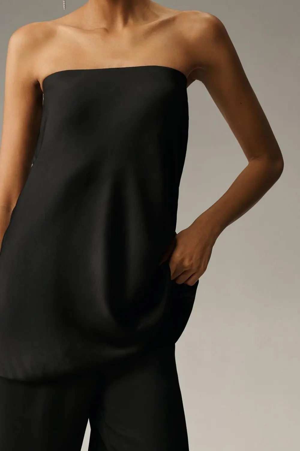 Silky Tube-Top Blouse