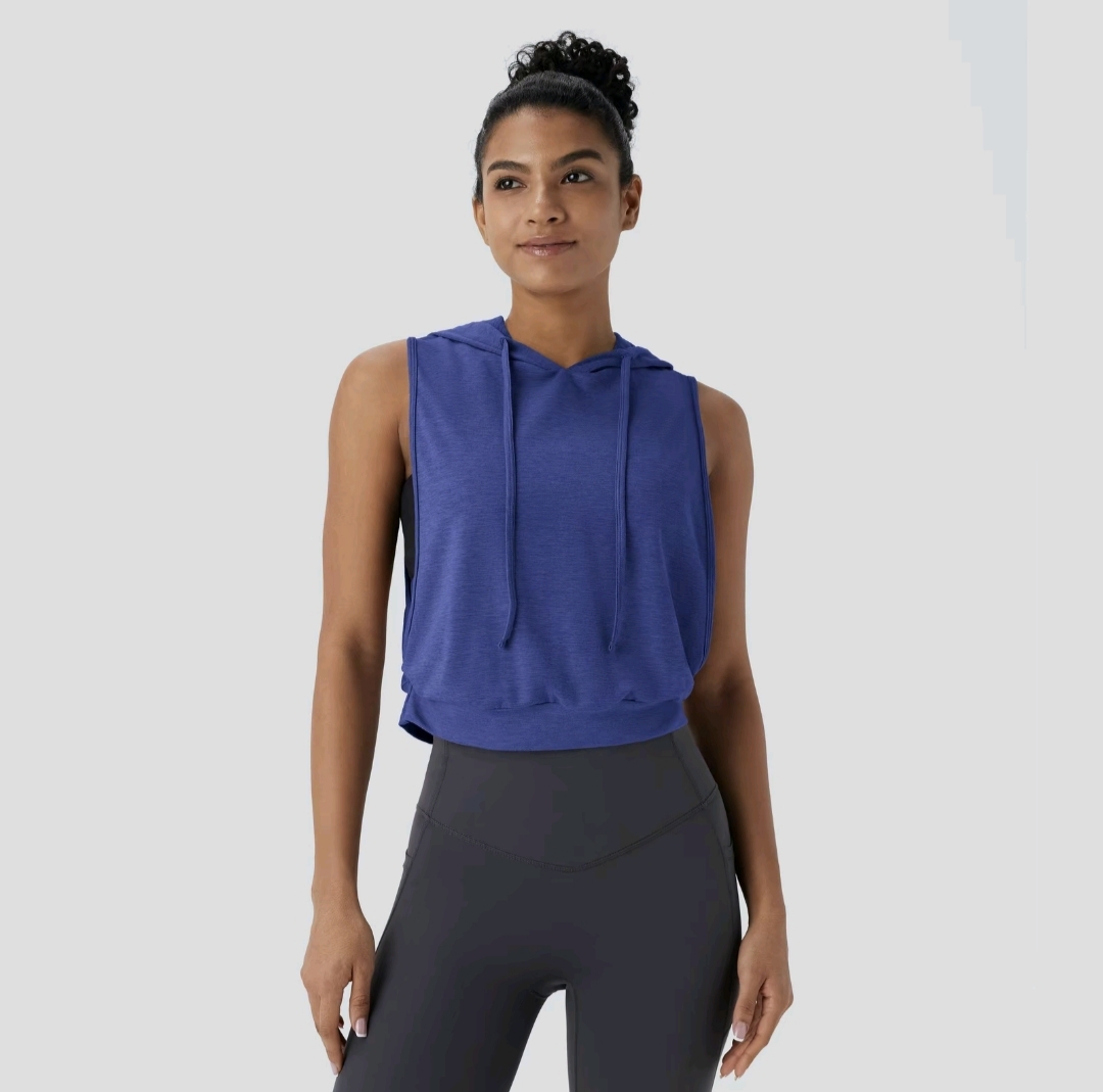 Halara Hooded Drawstring Sleeveless CroppedRunning Tank Top, Summer 2025 Outfits