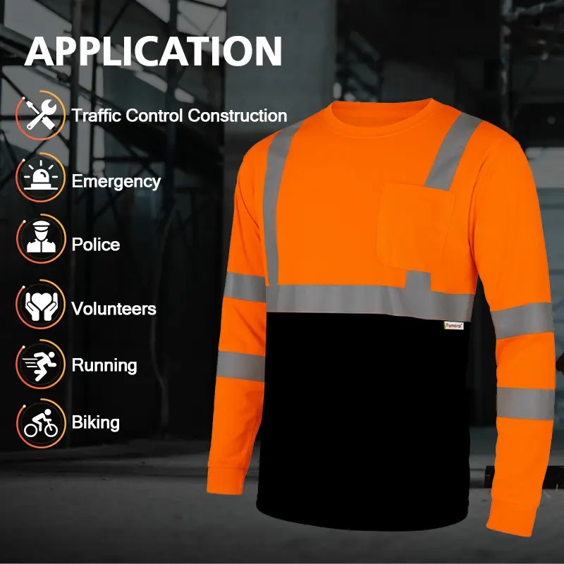6-Pack Hi-Vis Long Sleeve Work T-Shirts with Pocket (Breathable & Quick-Dry)