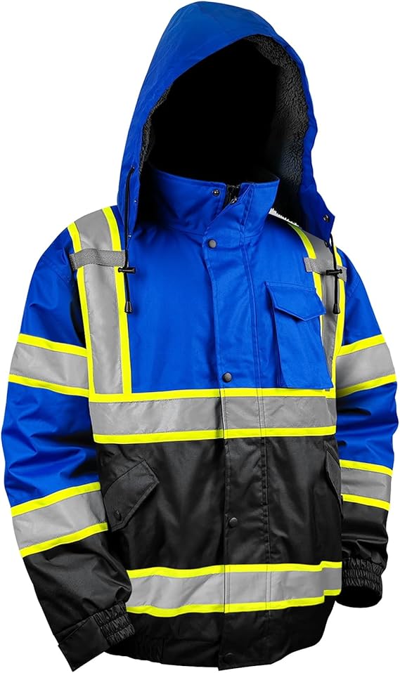 High Visibility Hoodie  Reflective Safety Jacket Zipper