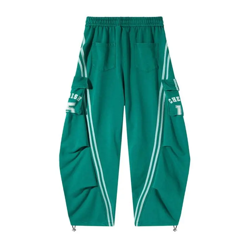 Women’s Loose Wide-Leg Cargo Pants with Elastic Waist & Drawstring