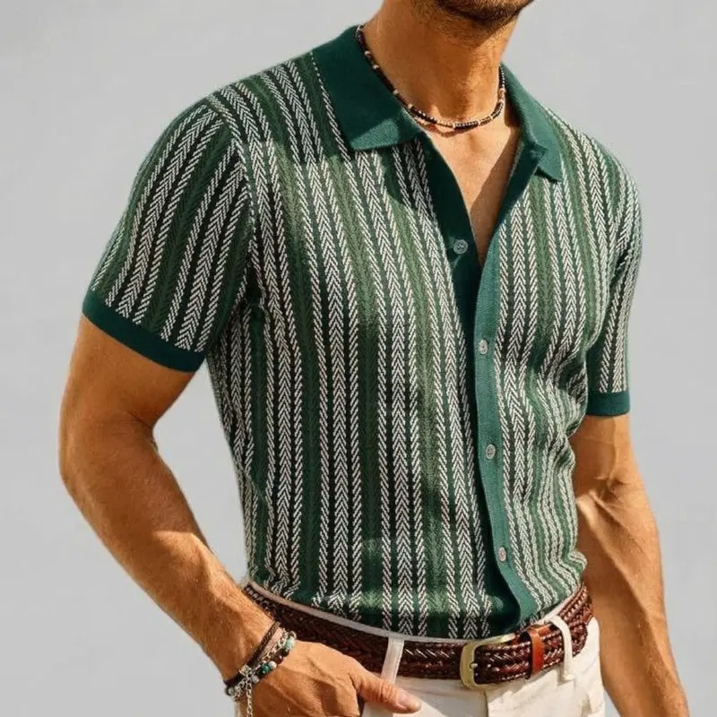 Men's Retro Button-Sweater Stretch Shirt for Spring/Summer