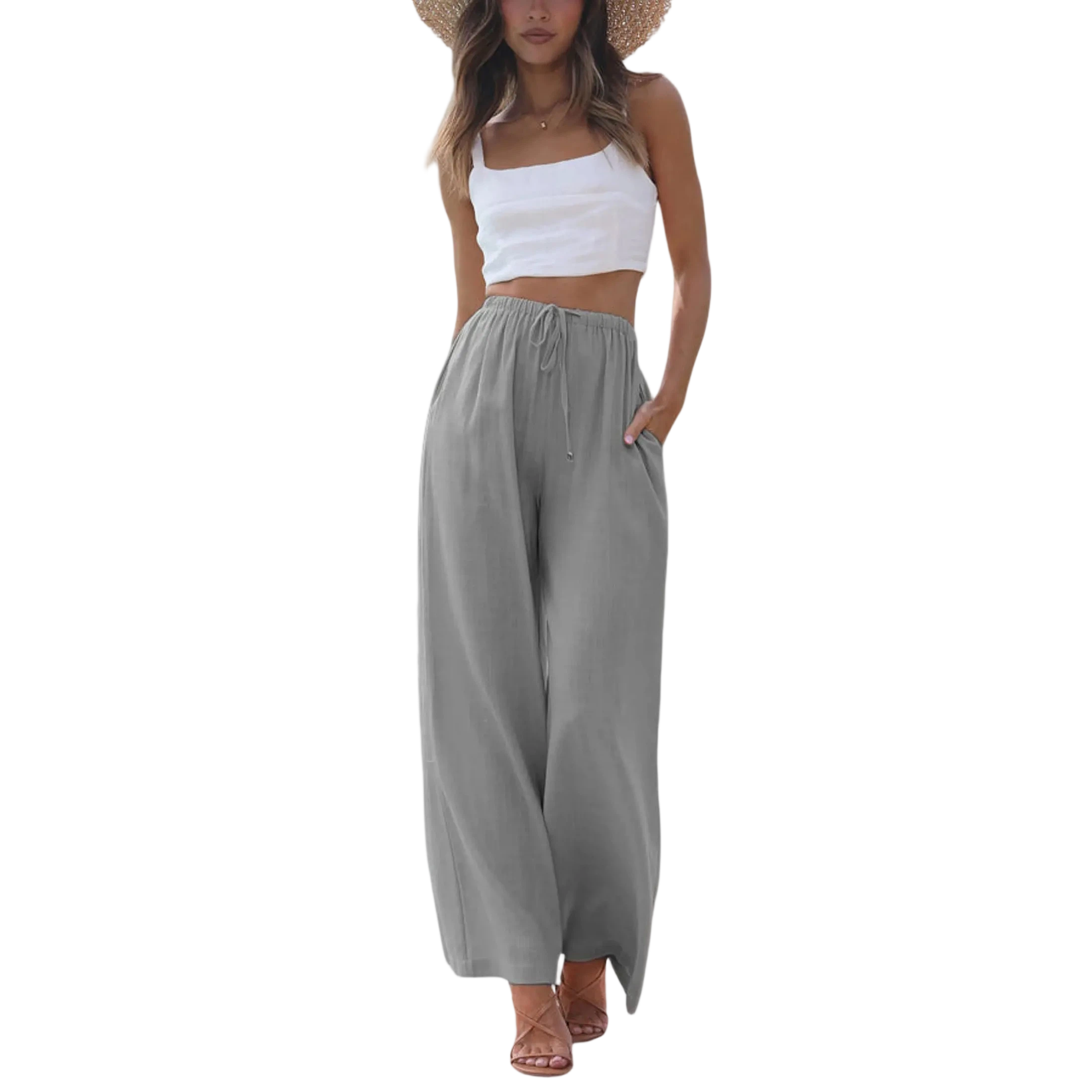 Women's Lightweight Wide Leg Palazzo Pants with Pockets
