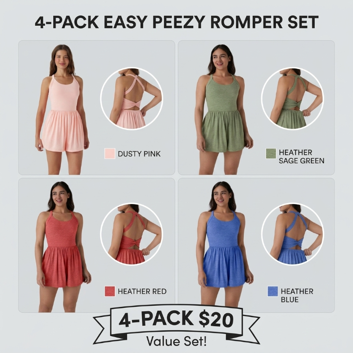 🔥Women’s Backless Twisted 2-in-1 Resort Romper with Built-In Shorts & Pockets