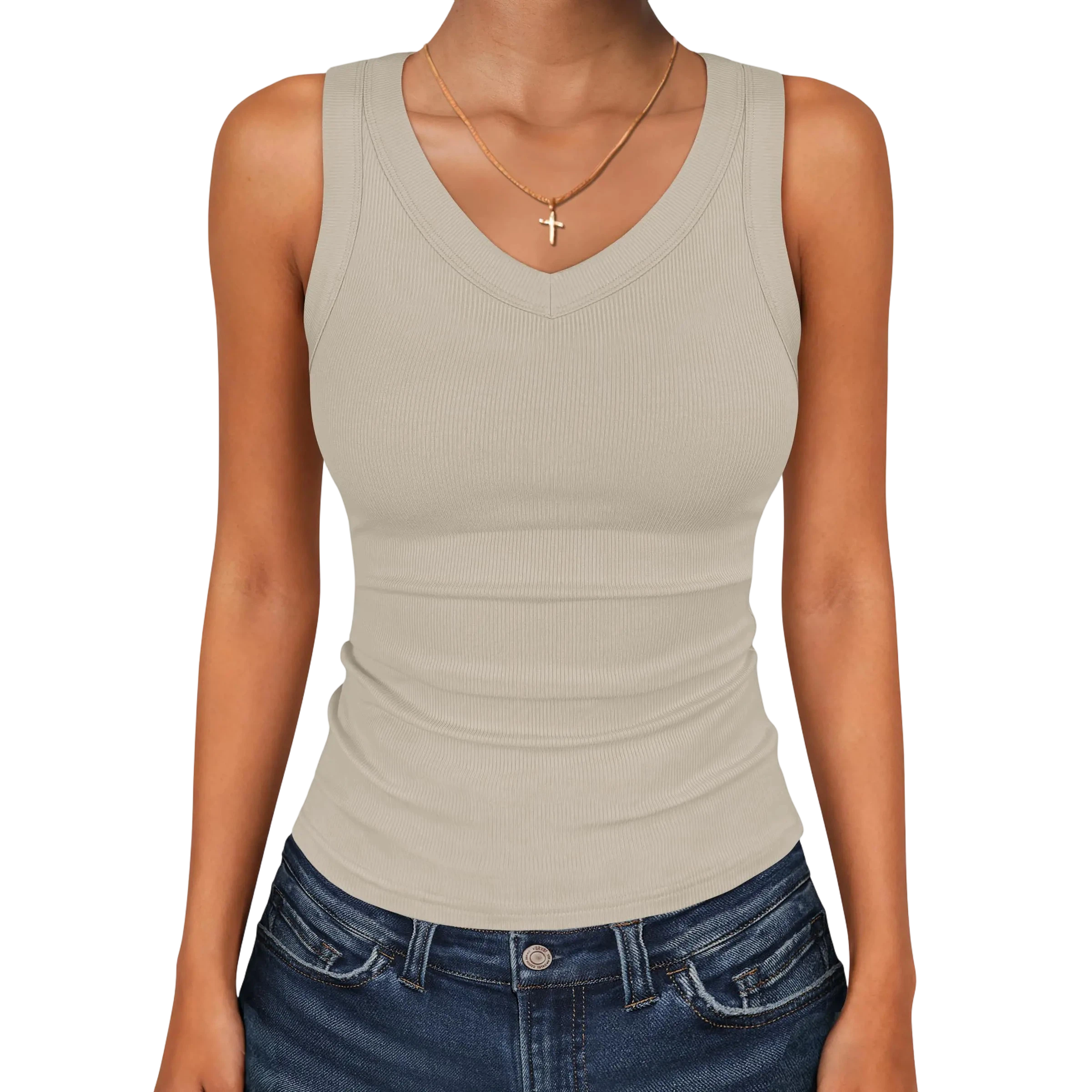 Tank Tops for Women V Neck Ribbed Knit Slim Fitted Sleeveless Tee – 2026 Summer Casual Basic Tanks
