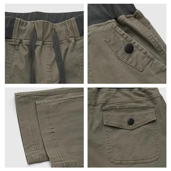 Women's Solid Seam Detail Drawstring Mid Rise Straight Leg Pants High Stretch Fabric